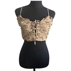 Womens Y2K Renaissance Fairy Cottagecore Corset Crop Top Size M Coquette Boho